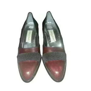 Lorenzo Banfi Made In Italy size 40 burgundy Office Siren Secretary Pointy Block